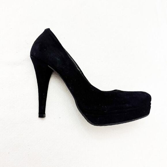 Albano Black High Heel Dressy Suede Shoes With Patent Leather Trim Size 40 Italy - Picture 4 of 5